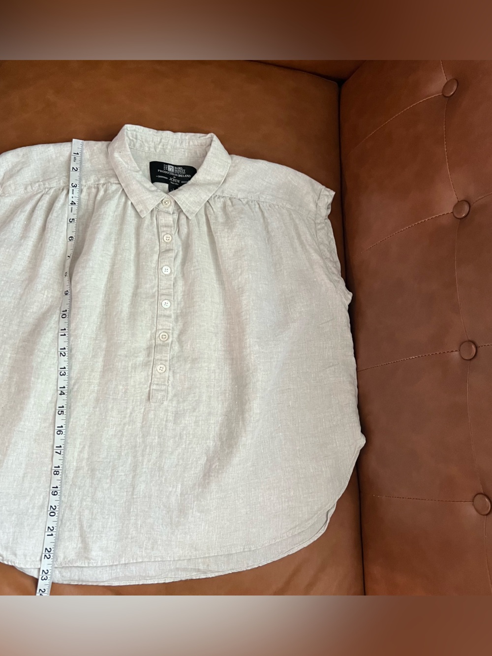 J.Crew New Capitaine shirt top in Baird McNutt Irish linen relaxed fit Sz S - Picture 8 of 9